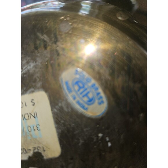 Vintage MCM INDIA Brass Round Swirl Planter 4 in High x 7 in Diameter - Picture 2 of 3